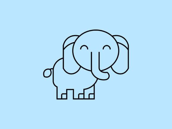 Adorable Kawaii Animal Elephant Line Background for Design