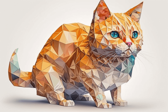 Bring Your Walls to Life with This Modern Low Poly Cat Art