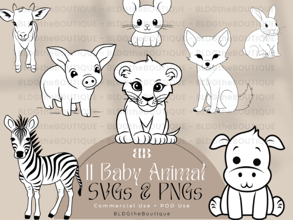Charming Baby Animal SVG PNG Clipart for Creative Projects