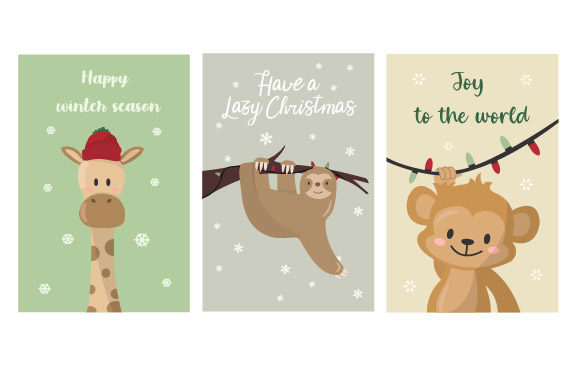 Charming Christmas Card Animal Illustrations for Your Projects