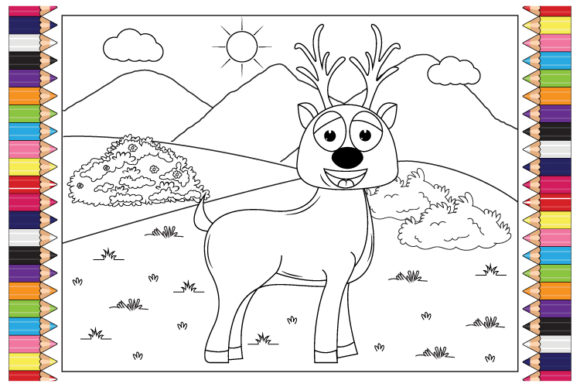 Coloring Deer Animal Cartoon for Kids: A Creative Asset for Playful Branding