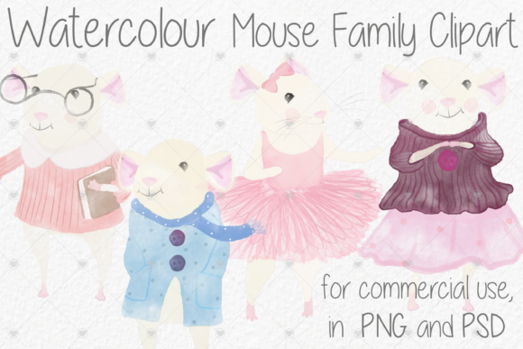 Crafting Whimsical Worlds with Watercolour Mouse Family Clipart