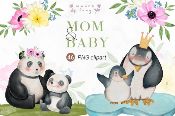Exploring the Charm of Mom and Baby Cute Animal Watercolor PNG