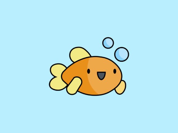 Kawaii Animal Golden Fish Icon: A Playful Design Asset