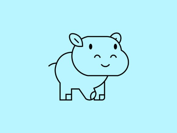 Kawaii Animal Hippo Line Background: Whimsical Charm for Every Project