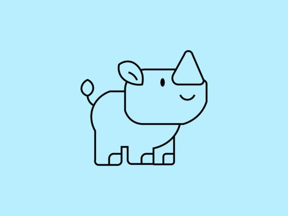 Kawaii Animal Rhino Line Background: A Playful Design Asset