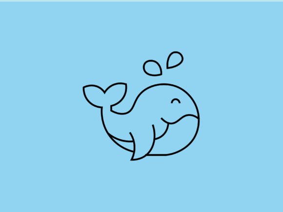 Kawaii Sea Animal Whale Line Background: Design & Uses