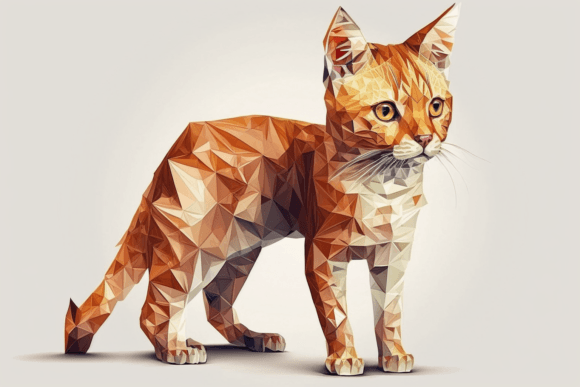Polygonal Cute Cat Low Poly Animal 2: Modern Design Clarity