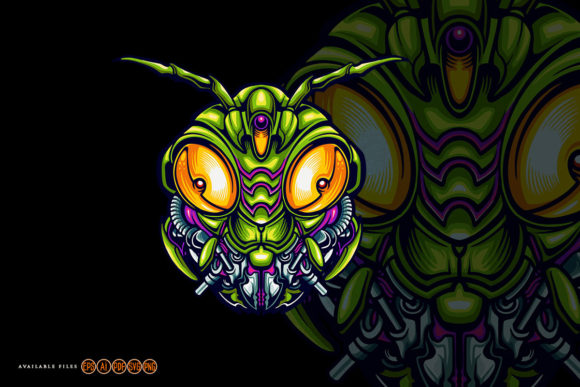 Robotic Animal Head Grasshopper: A Futuristic Vector for Bold Projects